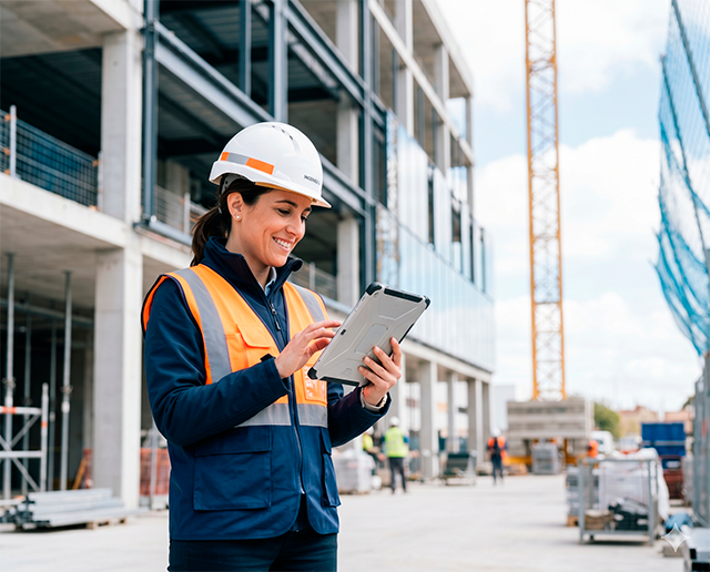 Profesional de la construcción gestionando la inscripción de su empresa en el REA